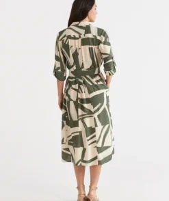 Abstract Print Midi Shirt Dress<Sussan Hot