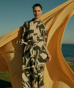 Abstract Print Midi Shirt Dress<Sussan Hot
