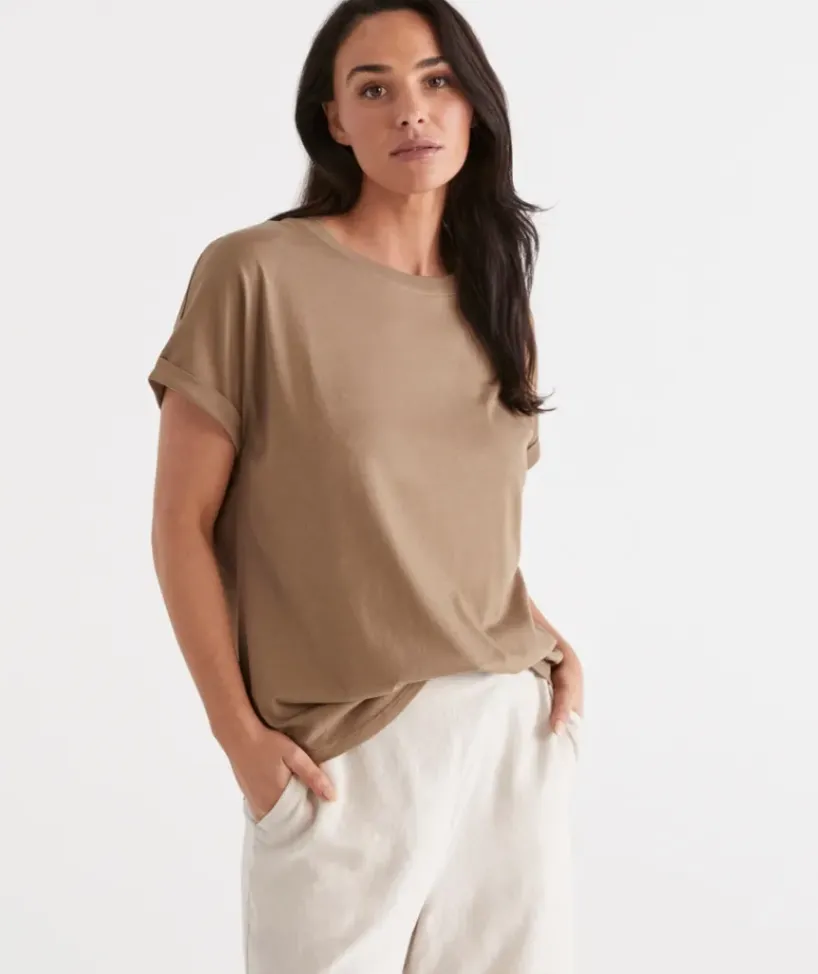 Australia Cotton Extended Roll Cuff Tee<Sussan Outlet