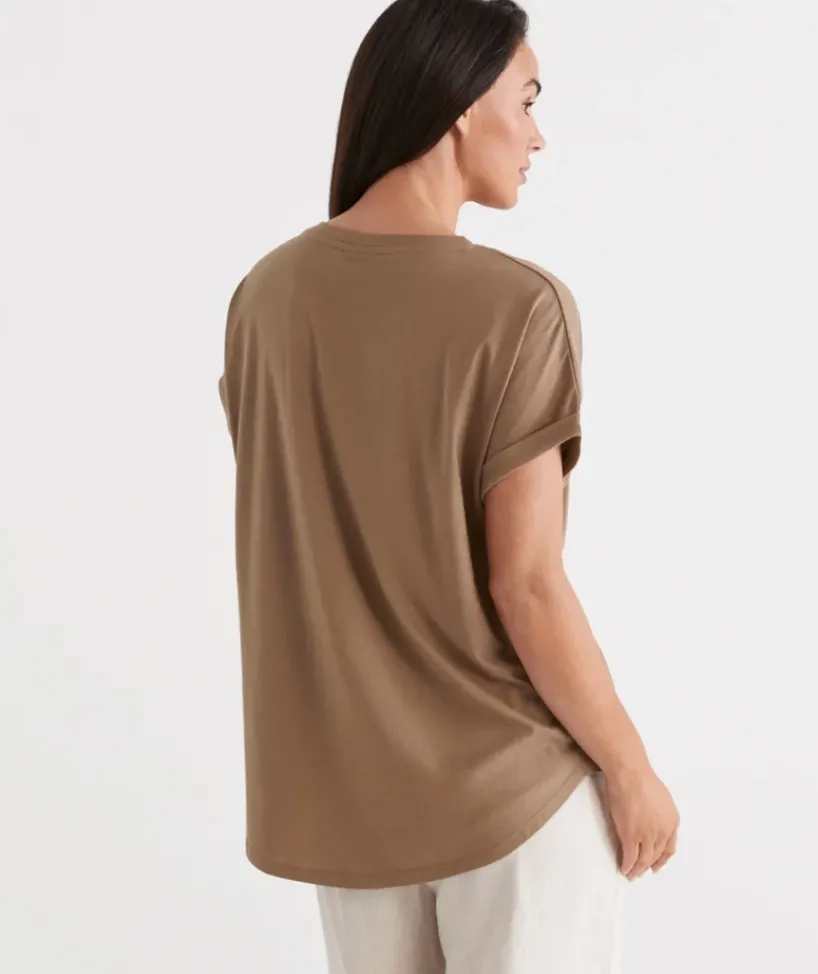 Australia Cotton Extended Roll Cuff Tee<Sussan Outlet