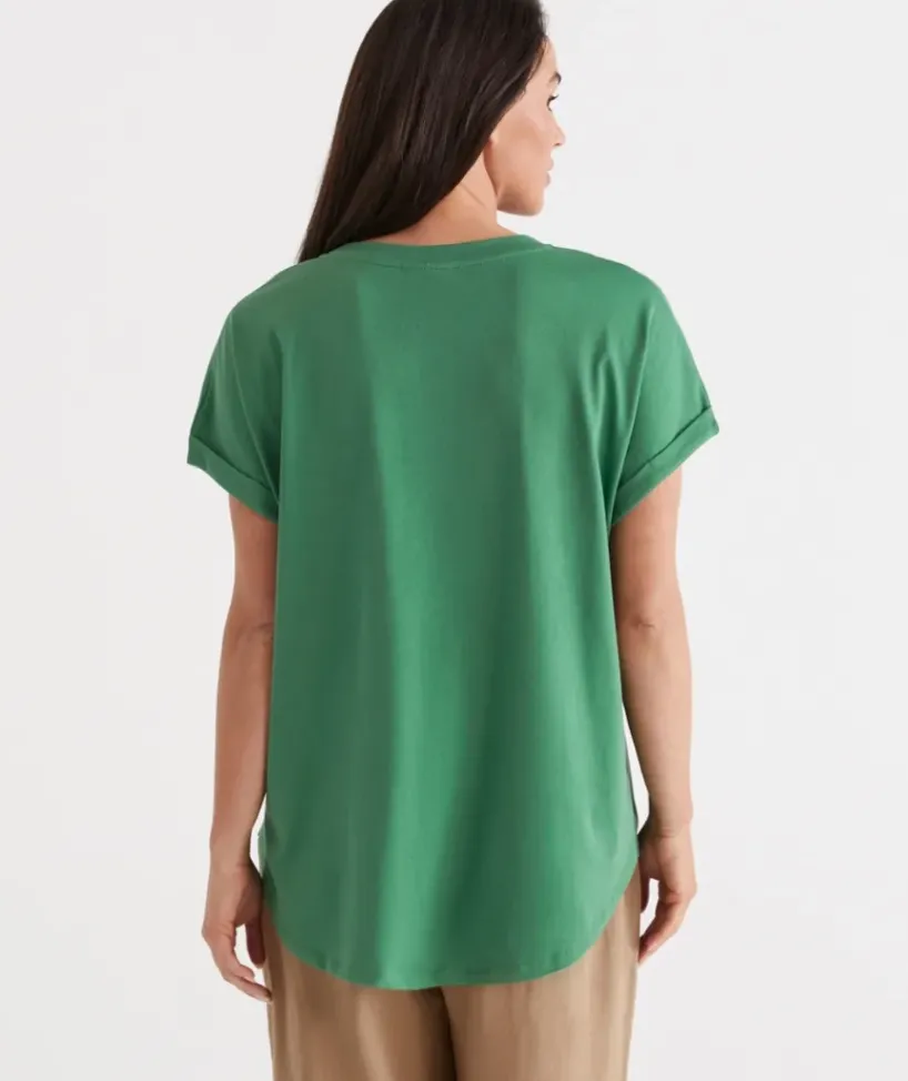 Australia Cotton Extended Roll Cuff Tee<Sussan Outlet