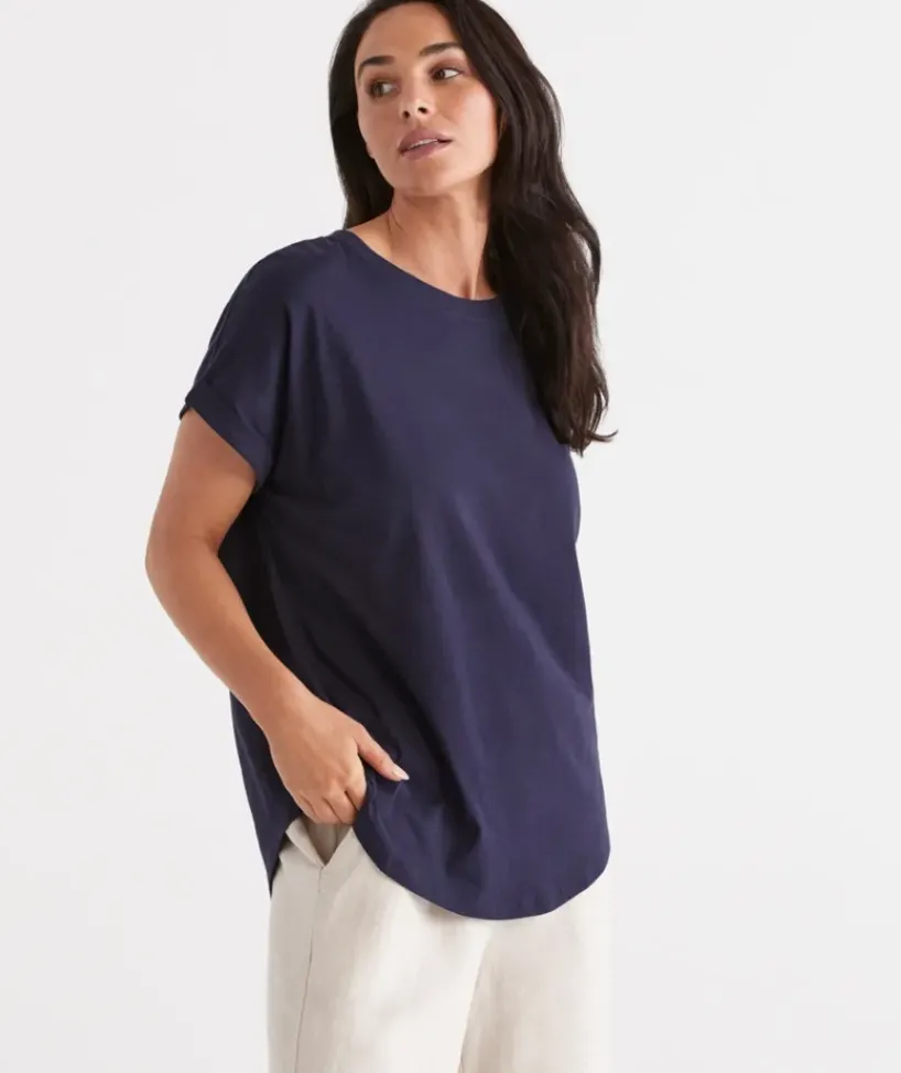 Australia Cotton Extended Roll Cuff Tee<Sussan Outlet