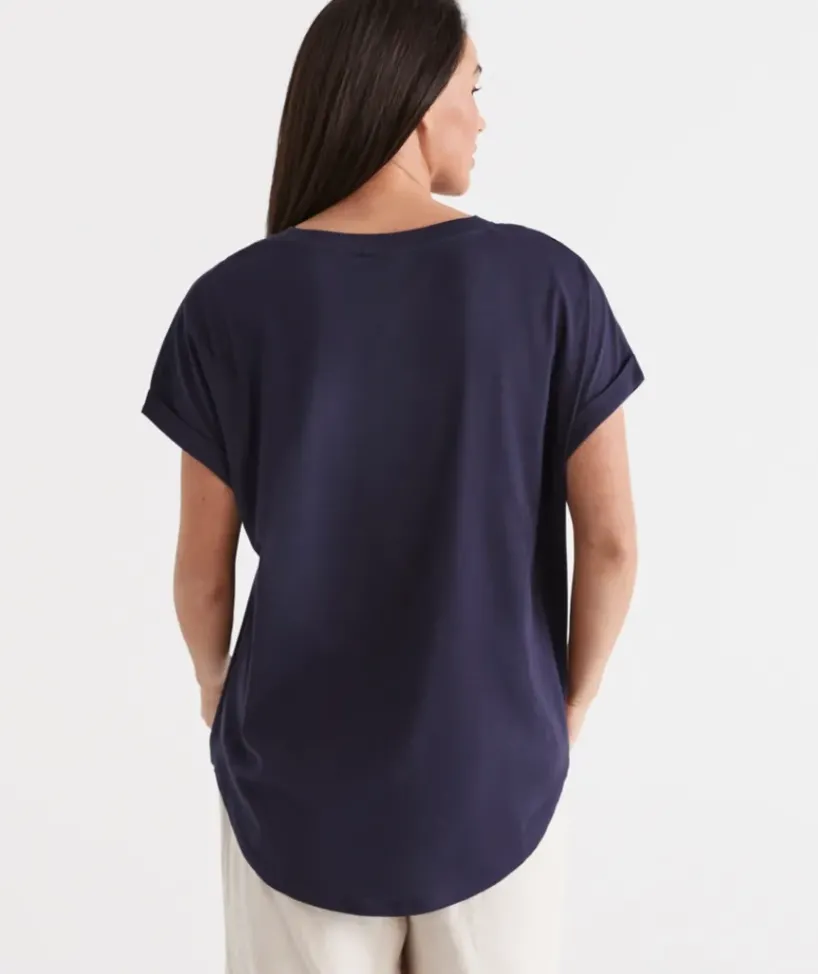 Australia Cotton Extended Roll Cuff Tee<Sussan Outlet