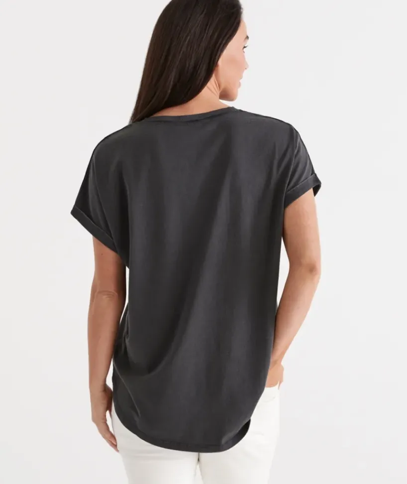 Australia Cotton Extended Roll Cuff Tee<Sussan Best