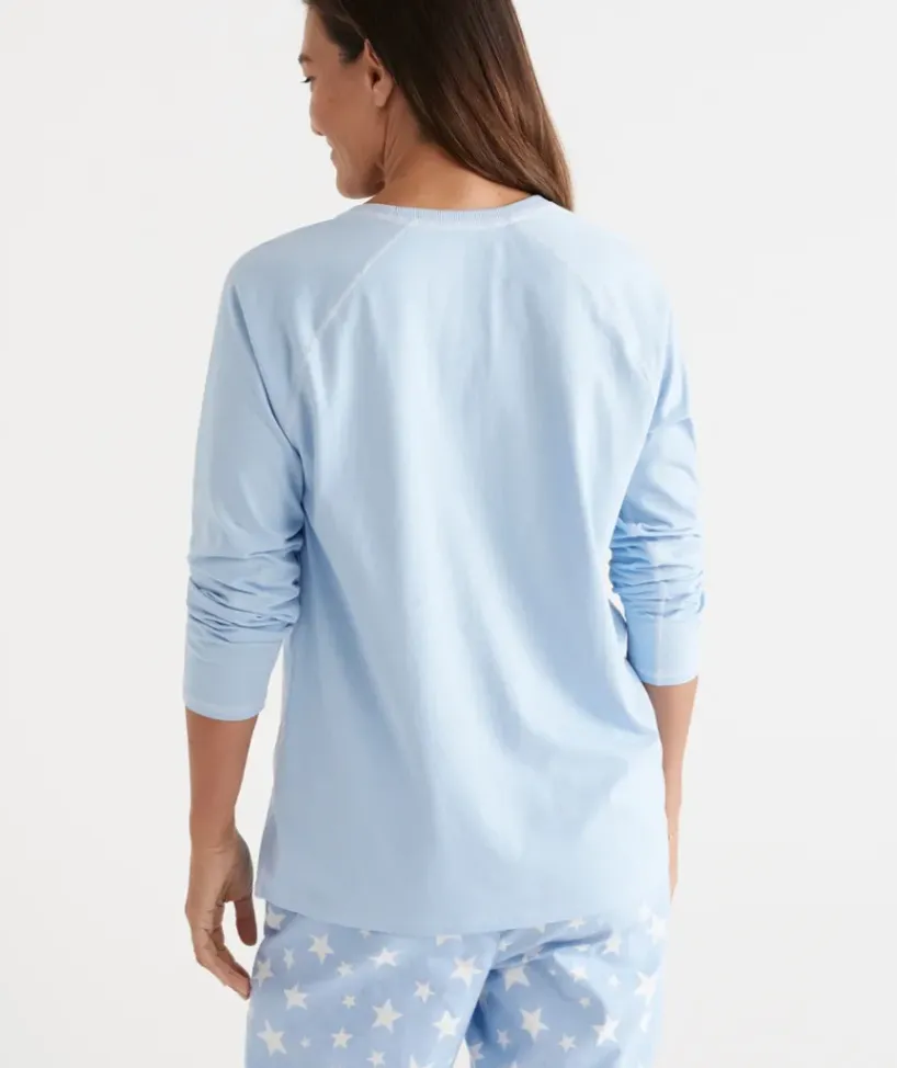 Australian Cotton Contrast Trim Pyjama Long Sleeve Top<Sussan Hot