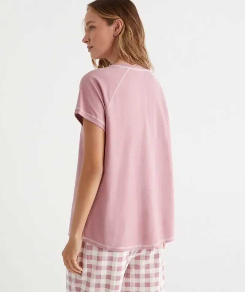 Australian Cotton Contrast Trim Pyjama Top<Sussan New