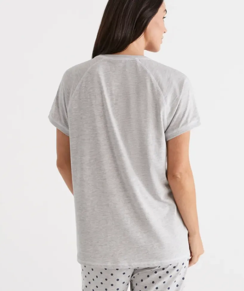 Australian Cotton Contrast Pyjama Top<Sussan Best