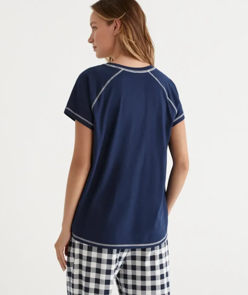 Australian Cotton Contrast Trim Pyjama Top<Sussan Online