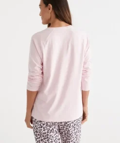 Australian Cotton Contrast Trim Pyjama Long Sleeve Top<Sussan Best