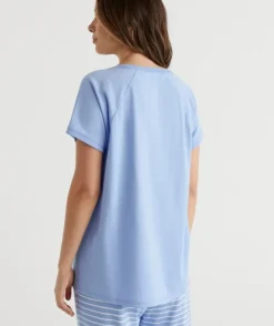 Australian Cotton Contrast Trim Pyjama Top<Sussan Hot