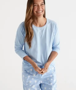 Australian Cotton Contrast Trim Pyjama Long Sleeve Top<Sussan New