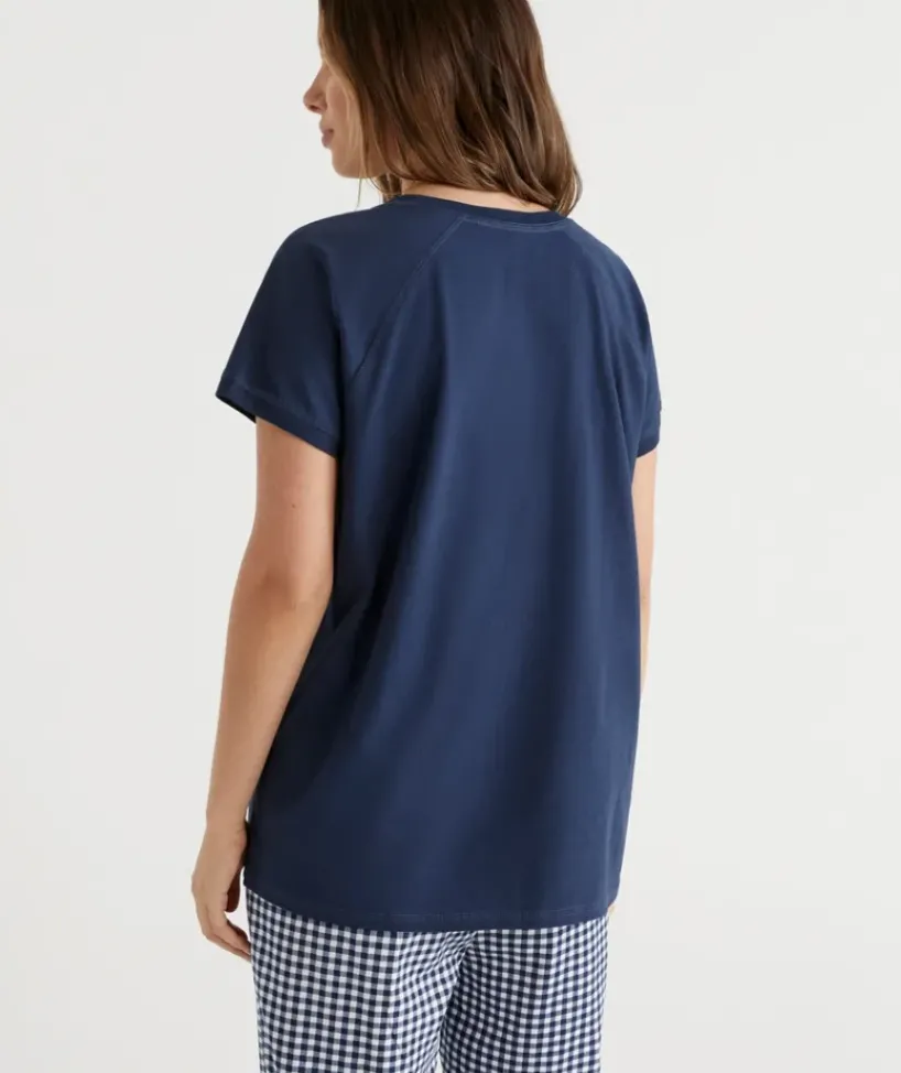 Australian Cotton Contrast Trim Pyjama Top<Sussan