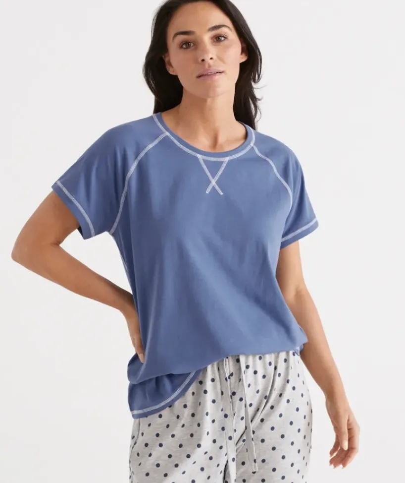 Australian Cotton Contrast Pyjama Top<Sussan New