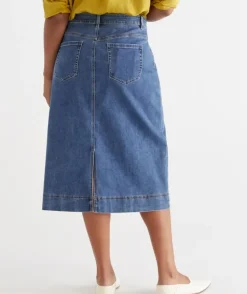 Australian Cotton Denim Midi Skirt<Sussan