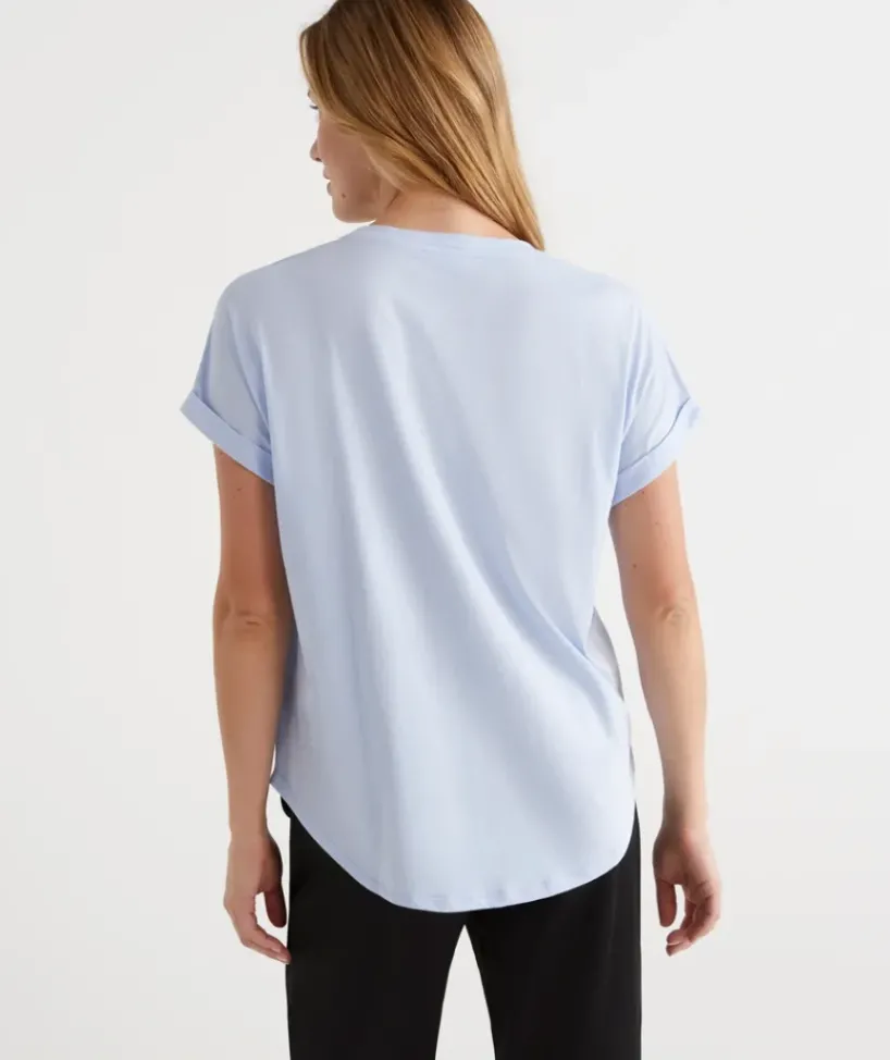 Australian Cotton Extended Roll Cuff Tee<Sussan Hot