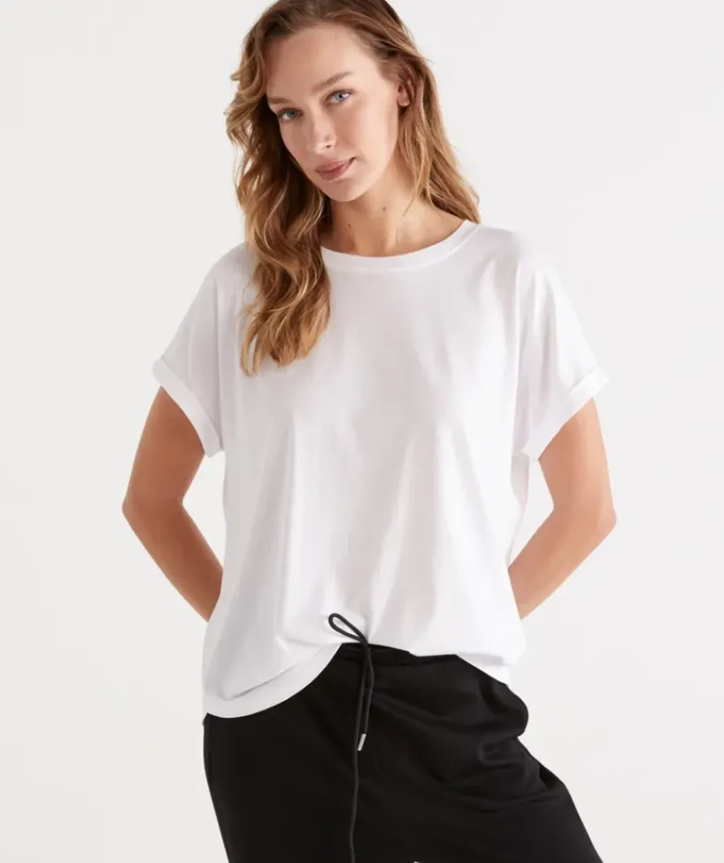 Australian Cotton Extended Roll Cuff Tee<Sussan Hot