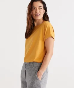 Australian Cotton Extended Roll Cuff Tee<Sussan New