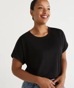 Australian Cotton Extended Roll Cuff Tee<Sussan Best