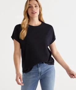 Australian Cotton Extended Roll Cuff Tee<Sussan Clearance