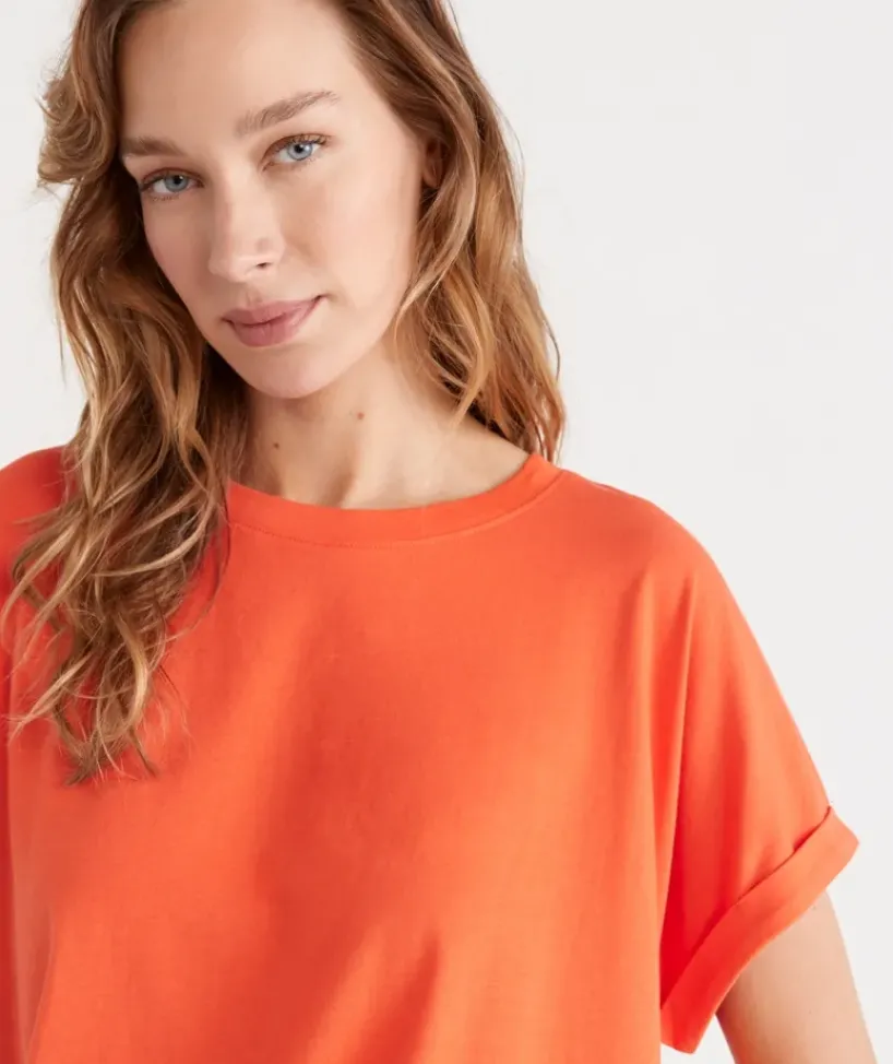 Australian Cotton Extended Roll Cuff Tee<Sussan Online