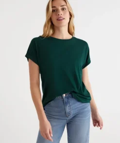 Australian Cotton Extended Roll Cuff Tee<Sussan Online