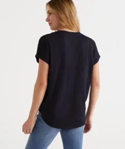 Australian Cotton Extended Roll Cuff Tee<Sussan Online
