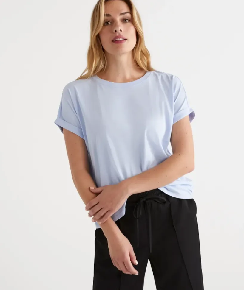 Australian Cotton Extended Roll Cuff Tee<Sussan Online