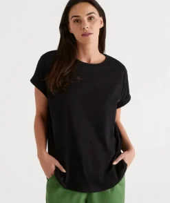 Australian Cotton Extended Roll Cuff Tee<Sussan Clearance