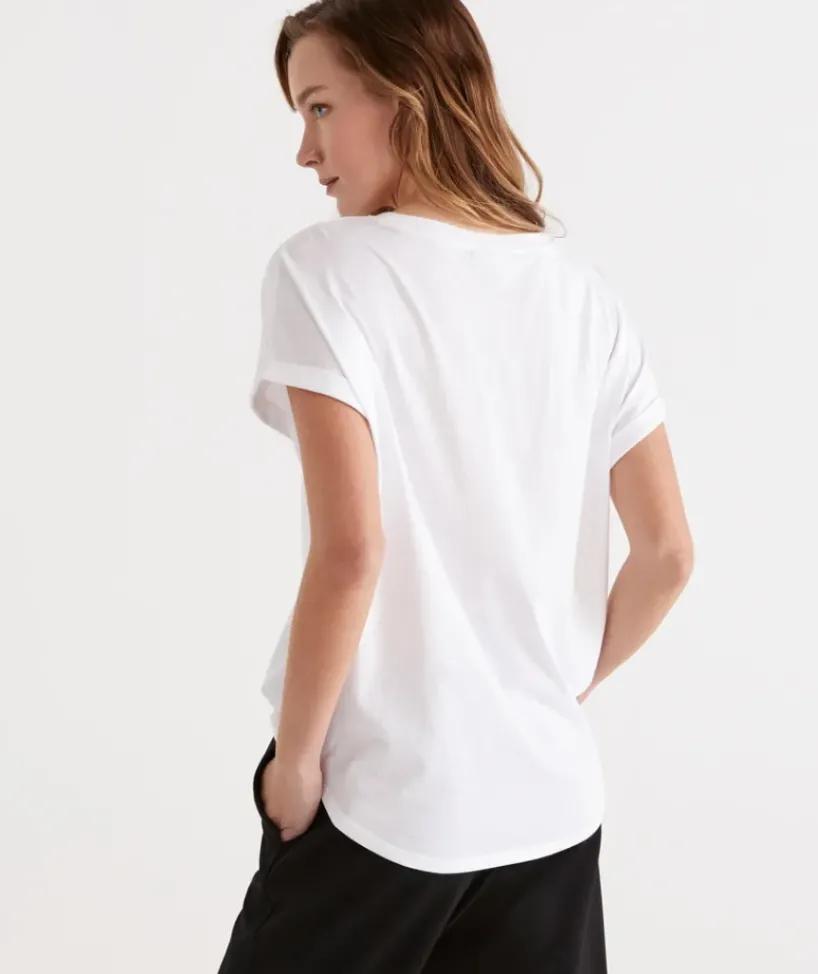 Australian Cotton Extended Roll Cuff Tee<Sussan Clearance