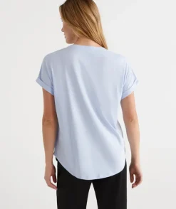 Australian Cotton Extended Roll Cuff Tee<Sussan Hot