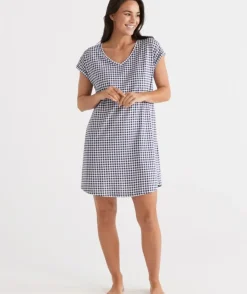Australian Cotton Gingham V-Neck Nightie<Sussan New