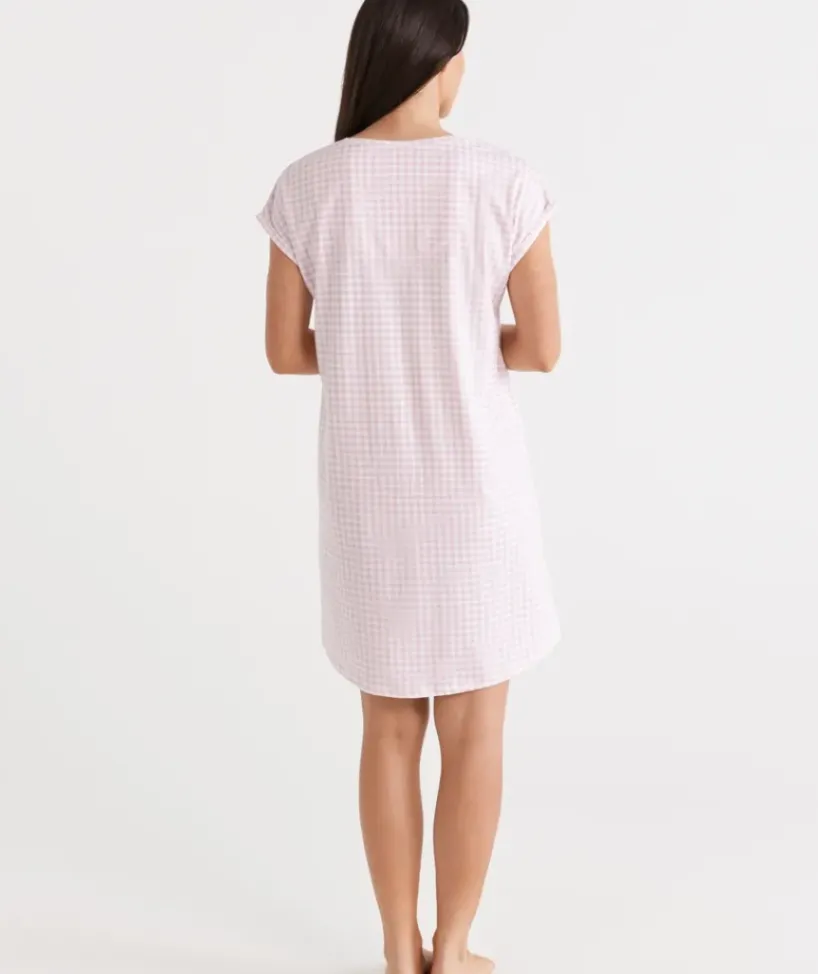 Australian Cotton Gingham V-Neck Nightie<Sussan New