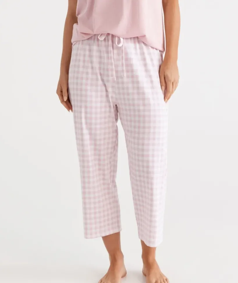 Australian Cotton Gingham ¾ Pyjama Pant<Sussan Outlet