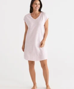 Australian Cotton Gingham V-Neck Nightie<Sussan Sale