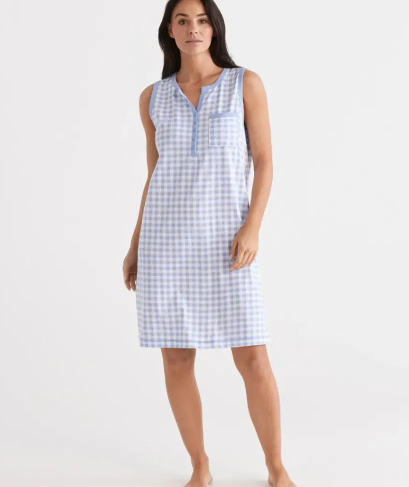 Australian Cotton Gingham Sleeveless Nightie<Sussan Outlet