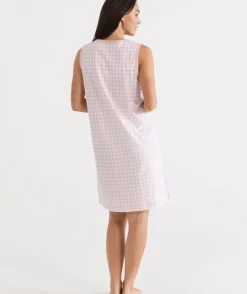 Australian Cotton Gingham Sleeveless Nightie<Sussan