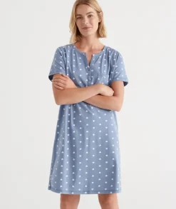 Australian Cotton Heart Print Henley Nightie<Sussan Online