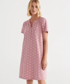 Australian Cotton Heart Print Henley Nightie<Sussan Discount