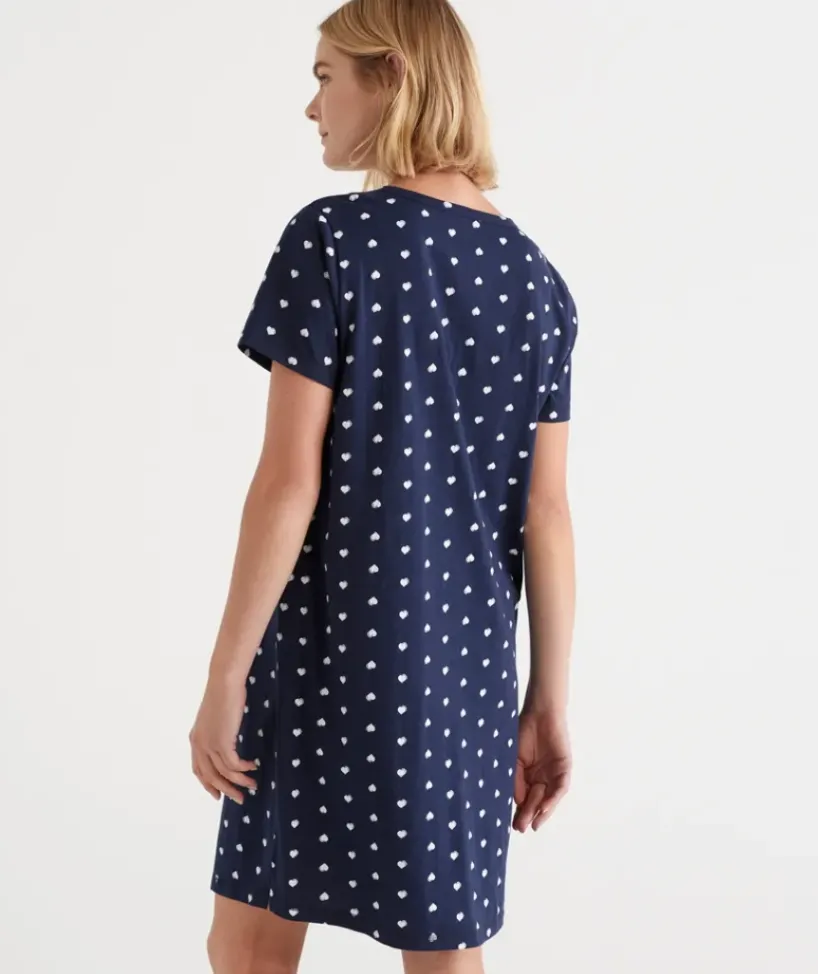 Australian Cotton Heart Print Henley Nightie<Sussan Discount