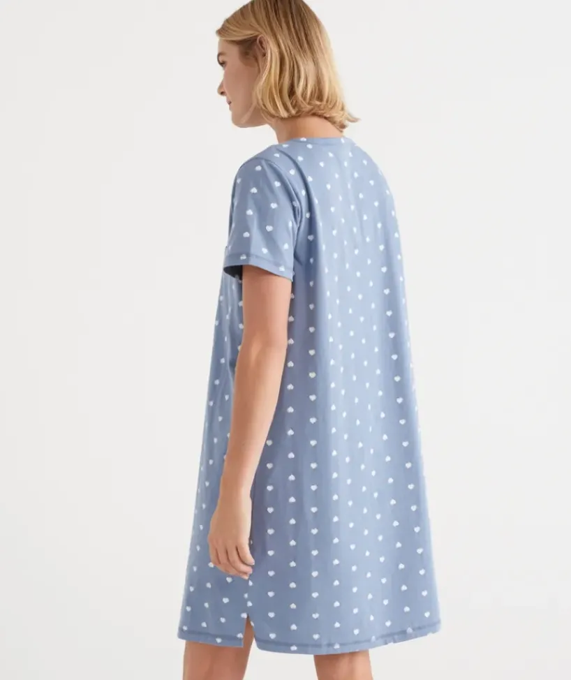 Australian Cotton Heart Print Henley Nightie<Sussan Discount