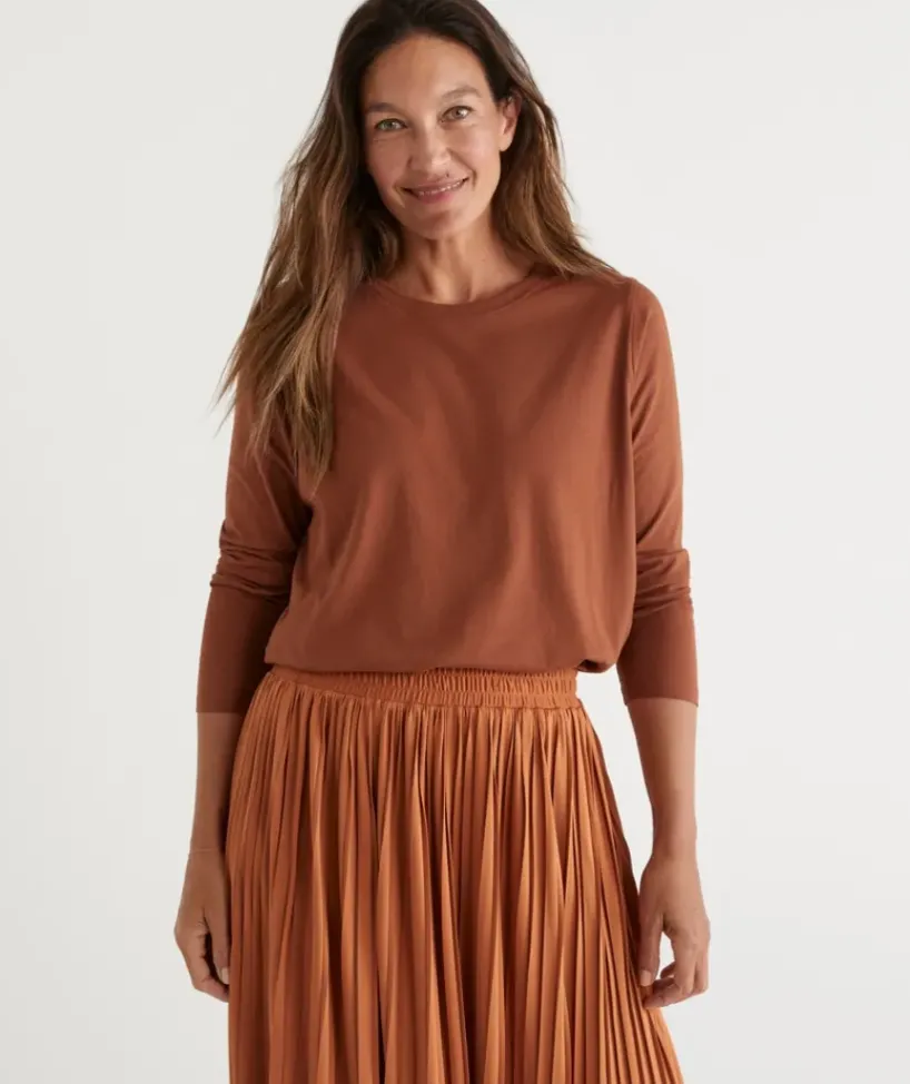 Australian Cotton Long Sleeve Tee<Sussan Hot