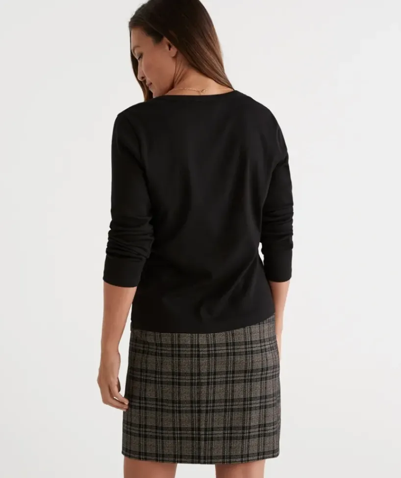 Australian Cotton Long Sleeve Rib Scoop Top<Sussan Discount