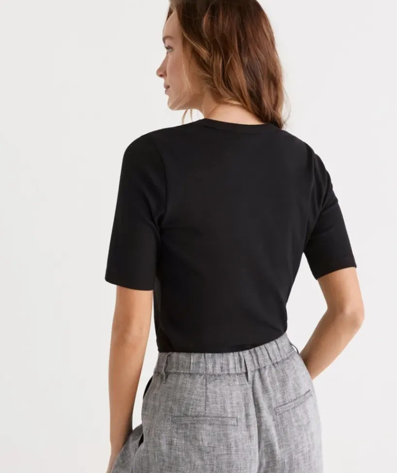 Australian Cotton Rib Elbow Sleeve Top<Sussan Clearance