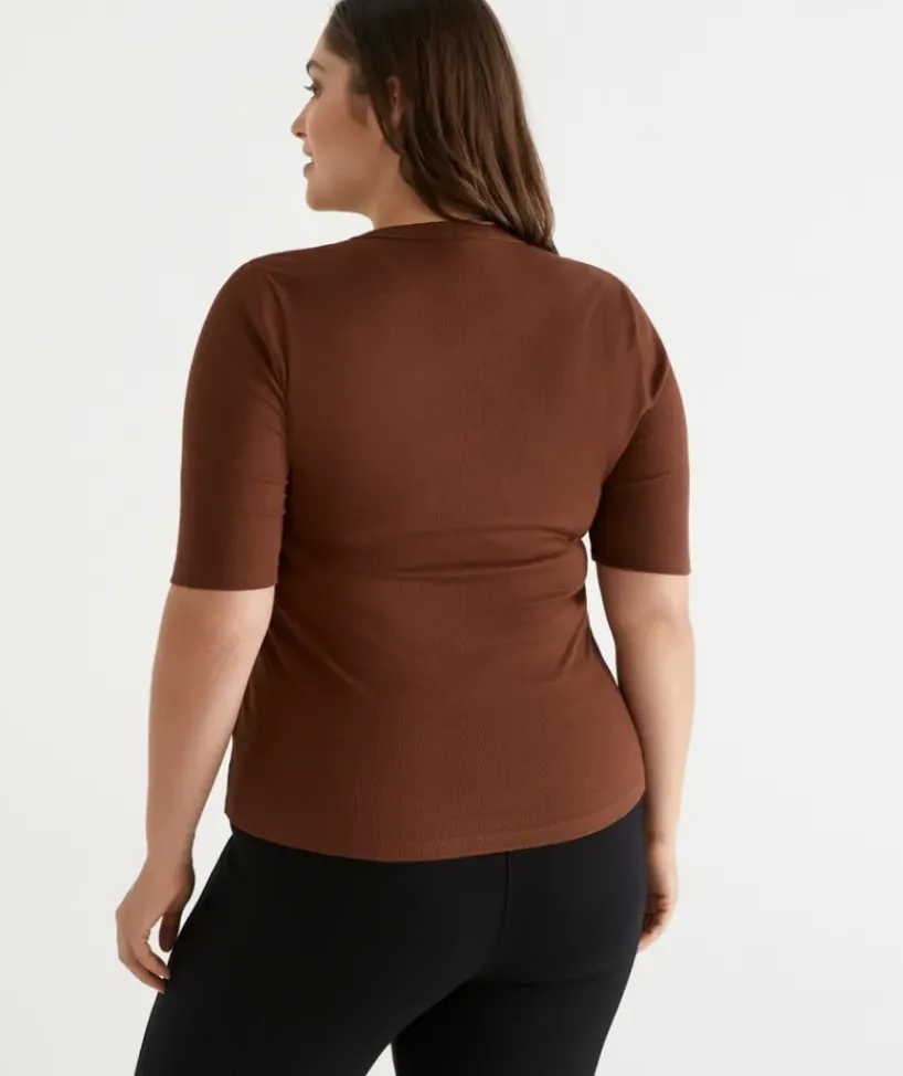 Australian Cotton Rib Elbow Sleeve Top<Sussan Hot