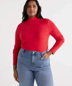 Australian Cotton Rib Mock Top<Sussan Online