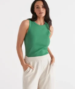 Australian Cotton Rib Racer Tank<Sussan Clearance