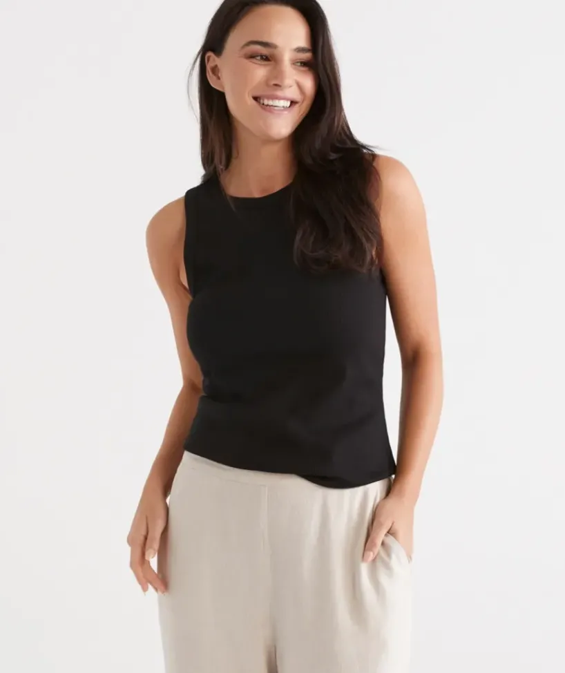 Australian Cotton Rib Racer Tank<Sussan Online