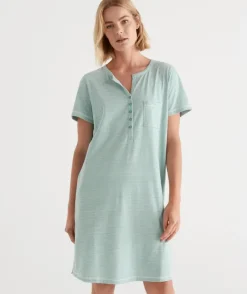 Australian Cotton Stripe Henley Nightie<Sussan