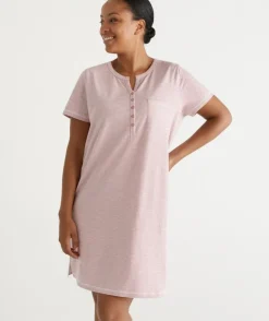 Australian Cotton Stripe Henley Nightie<Sussan