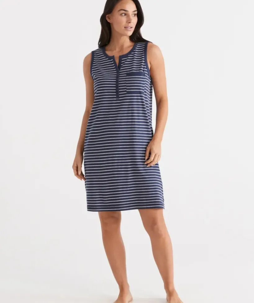 Australian Cotton Stripe Sleeveless Nightie<Sussan Best
